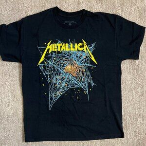 Metallica T Shirt Mens Large Black With Band Spider Logo
